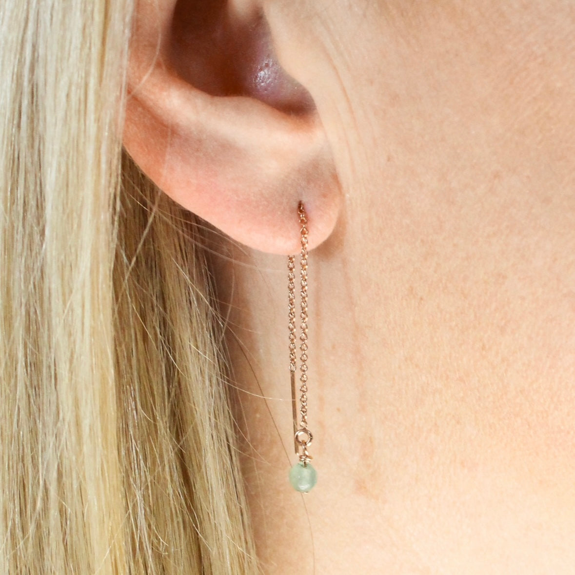 Green Aventurine • Threader Earrings